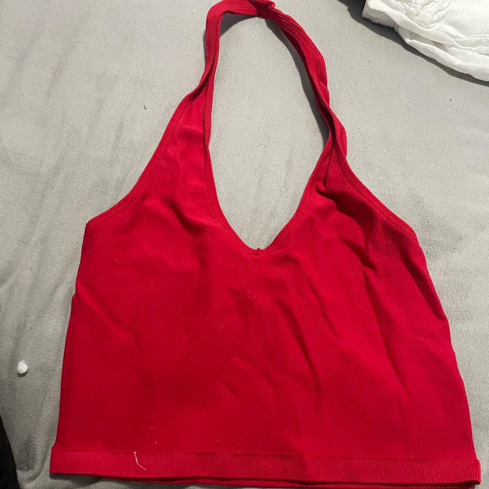 Red halter top